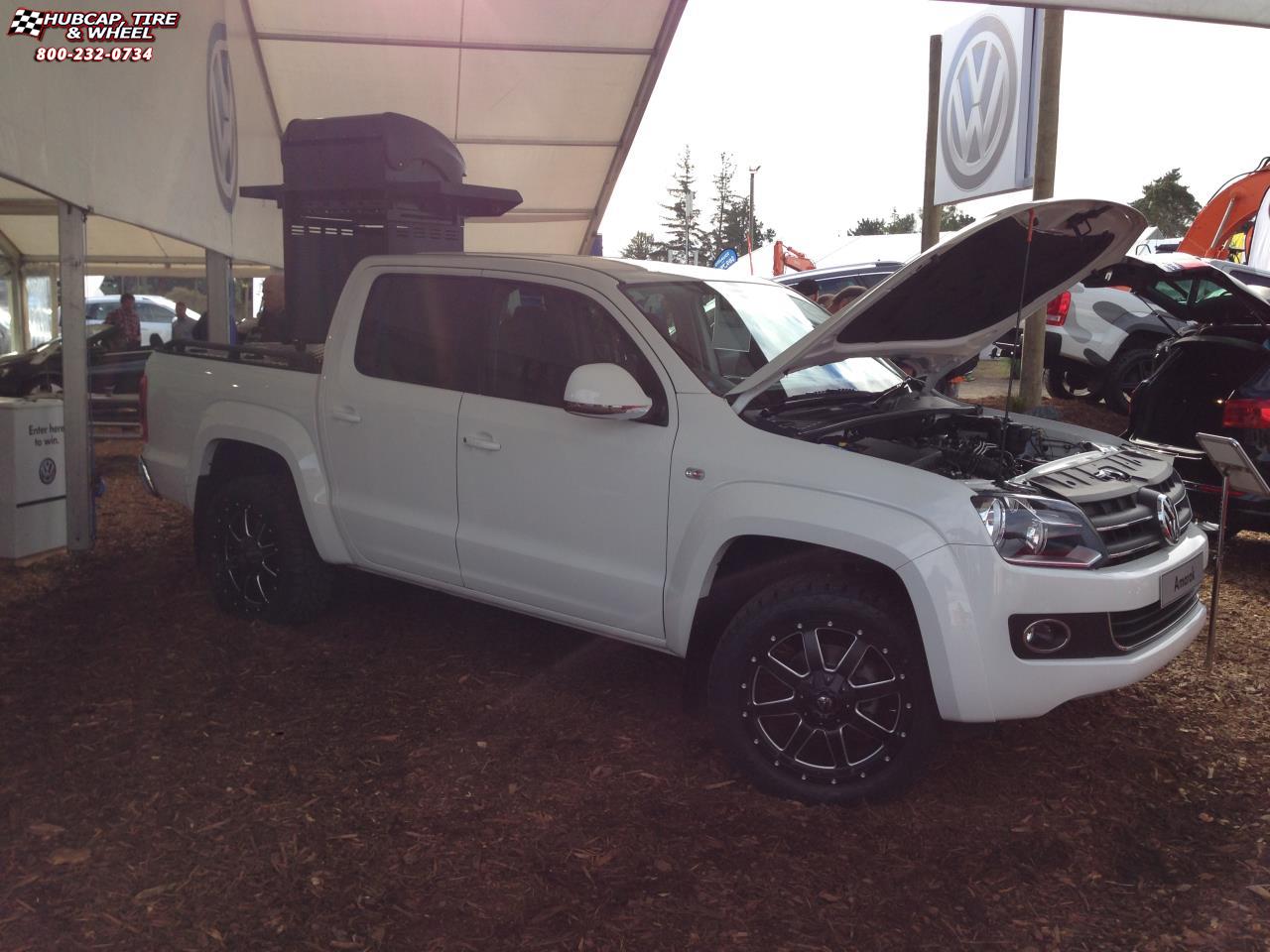 vehicle gallery/volkswagen amarok fuel frontier d535 20X9  Gloss Black with Milling wheels and rims